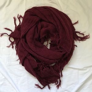 Nordstrom LuLu Oxblood Red Fringe Scarf